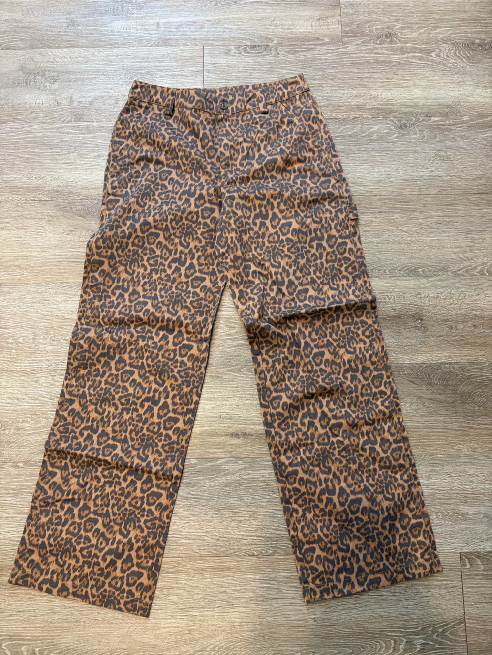 Noisy May Leopard Print Flare Jeans - Brown & Black